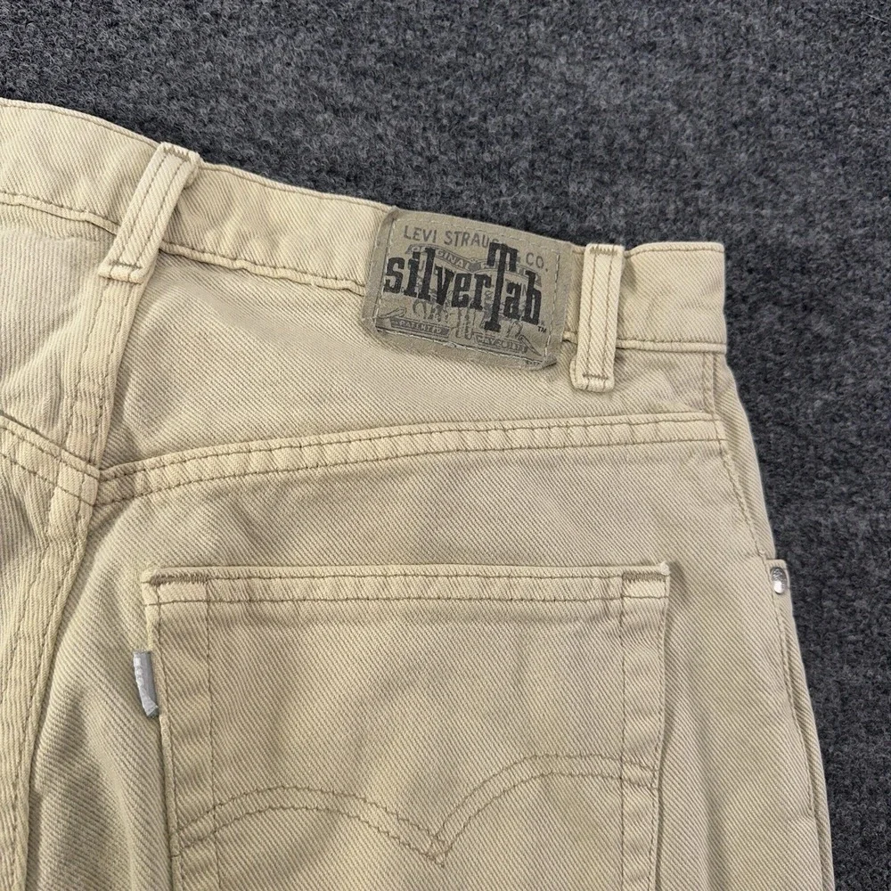 Vintage Levis Silver Tab Jeans Mens 32x34 Loose Fit Skater Denim 1995 Beige EUC